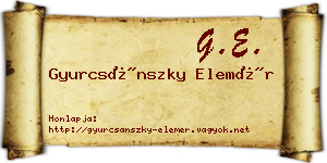 Gyurcsánszky Elemér névjegykártya