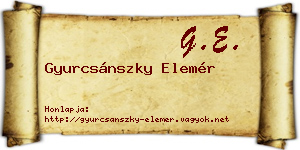 Gyurcsánszky Elemér névjegykártya